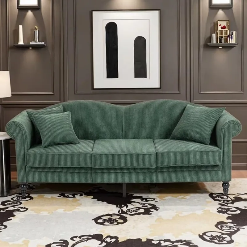 European Vintage Italian Style Three Seats Living Room Sofa French Style Sectional Sofa Fabric Furniture