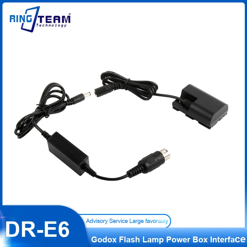 

5PCS Godox Flash Lamp Box Interface Cable + DR-E6 DC Coupler DRE6 DR E6 Dummy Battery for Canon 7OD R6 6D 80D R7 6D2 90D