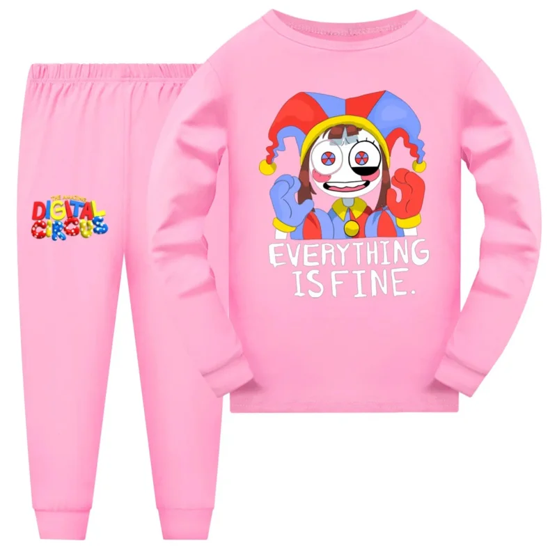 어린이 용수철 가을 캐주얼 운동복 세트, 놀라운 디지털 서커스, 소년 소녀 잠옷 세트, 어린이 의상 의류 세트