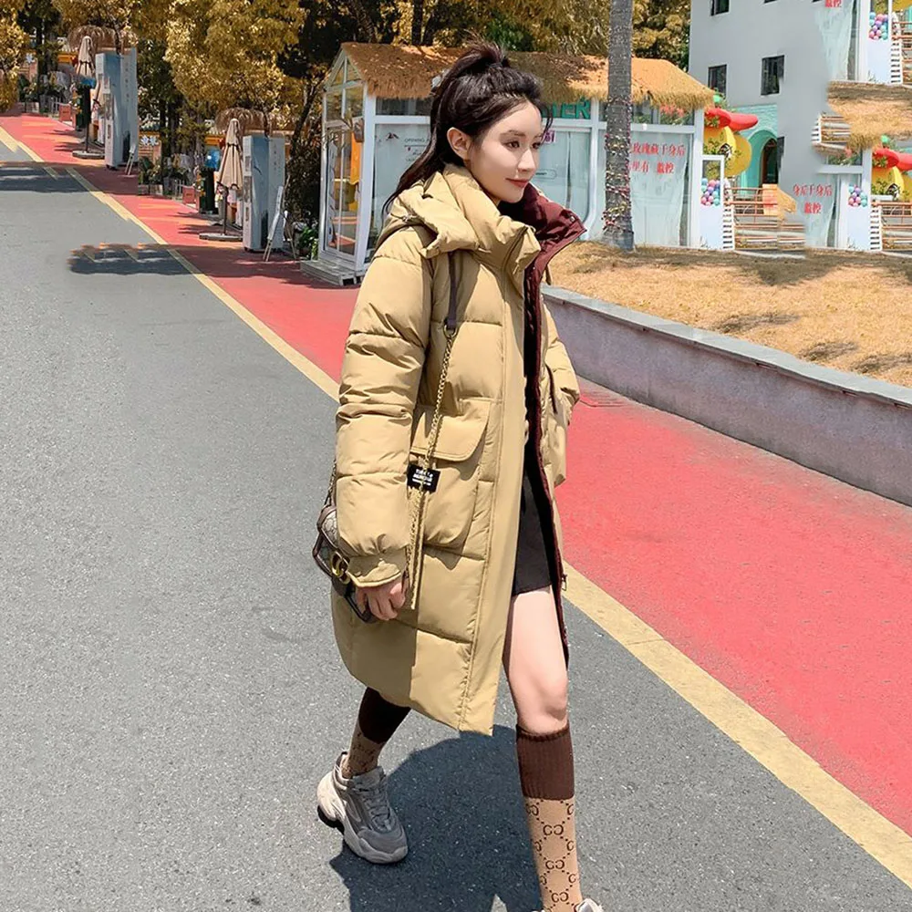 2024 Anti-season Cotton-padded Jacket Women's Middle School Iong Winter Korean Temperament New Loose Cotton-padded Jacket Tide.