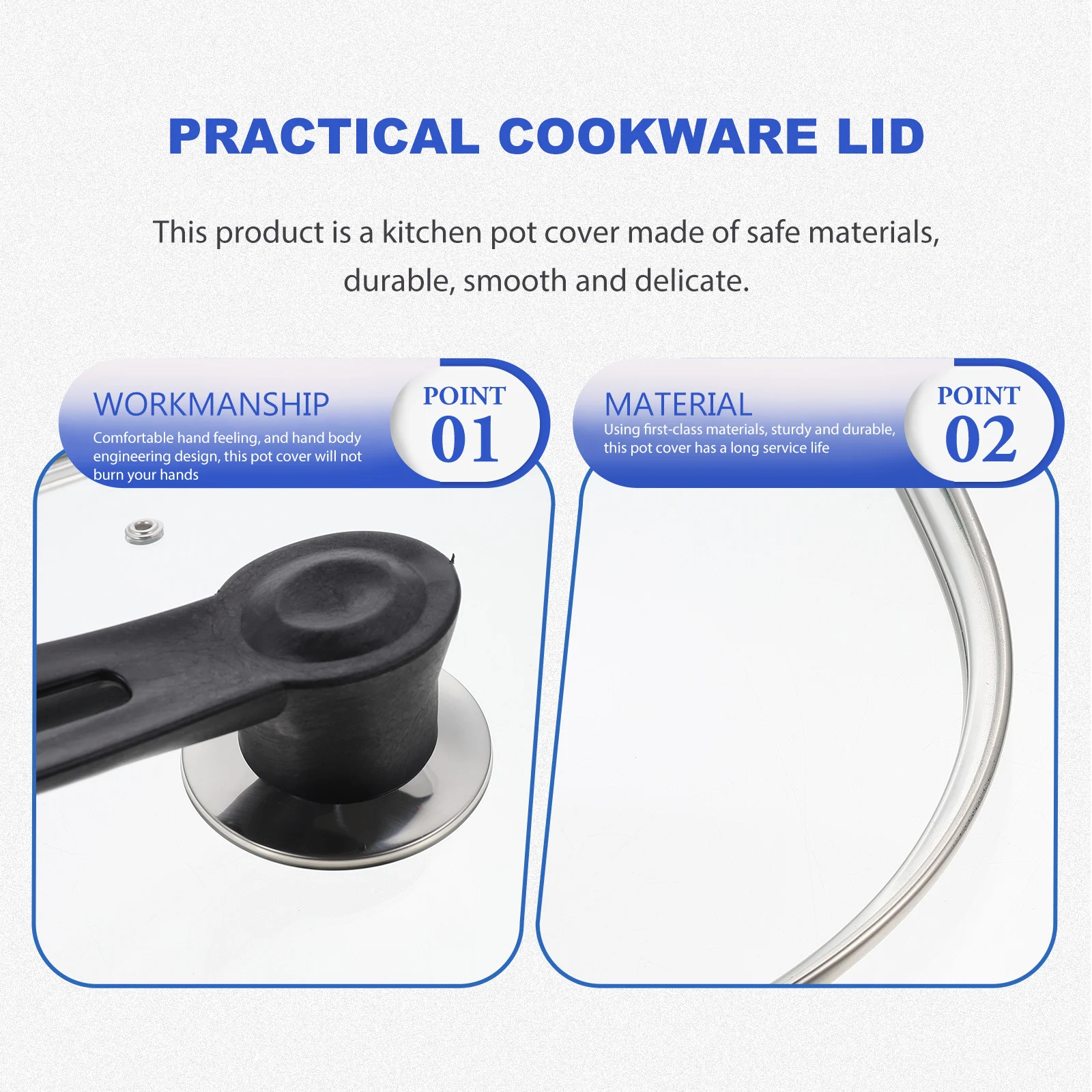 

1 Piece Toughened Glass Pot Lid for Electric Cooker Anti Scalding Comfortable Handle Universal Pot Cover with Knob