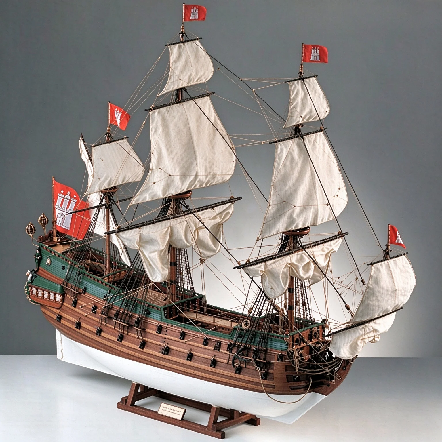 1/50 Wappen Von Hamburg Static Wooden Sailboat Model Kit German Hanseatic Warship DIY Assembly Ship Model for Collection