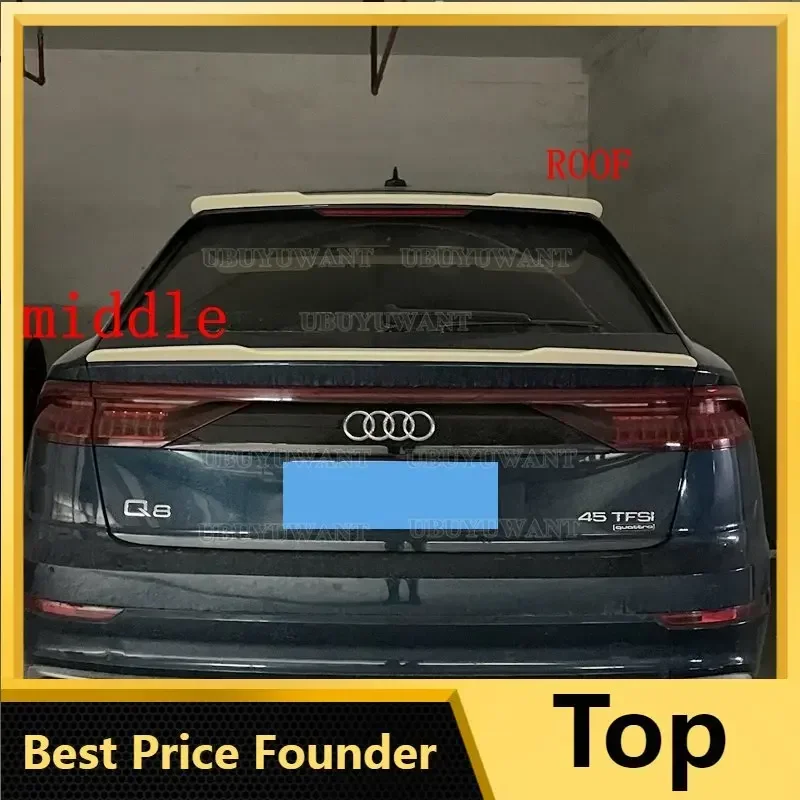 Rear Roof Lip Spoiler For Audi Q8 S-Line 2018- Rear Wing Extension ABS Plastic Gloss Black Car Tail Trunk Wing Universal Spoiler