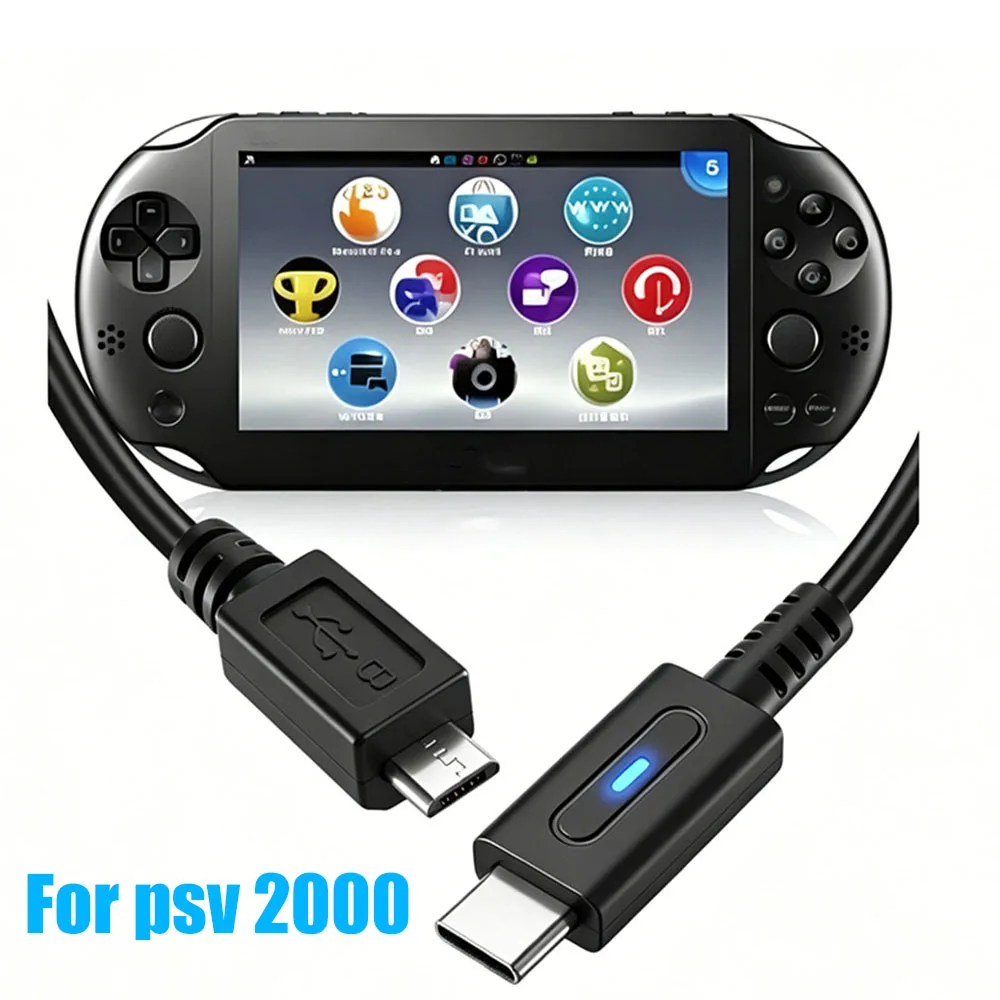 Adaptador de Carga para Control de PS Vita 2000, Tipo C, Cable Convertidor LED para Consola de Juegos Playstation, Cable de Alimentación USB C Macho