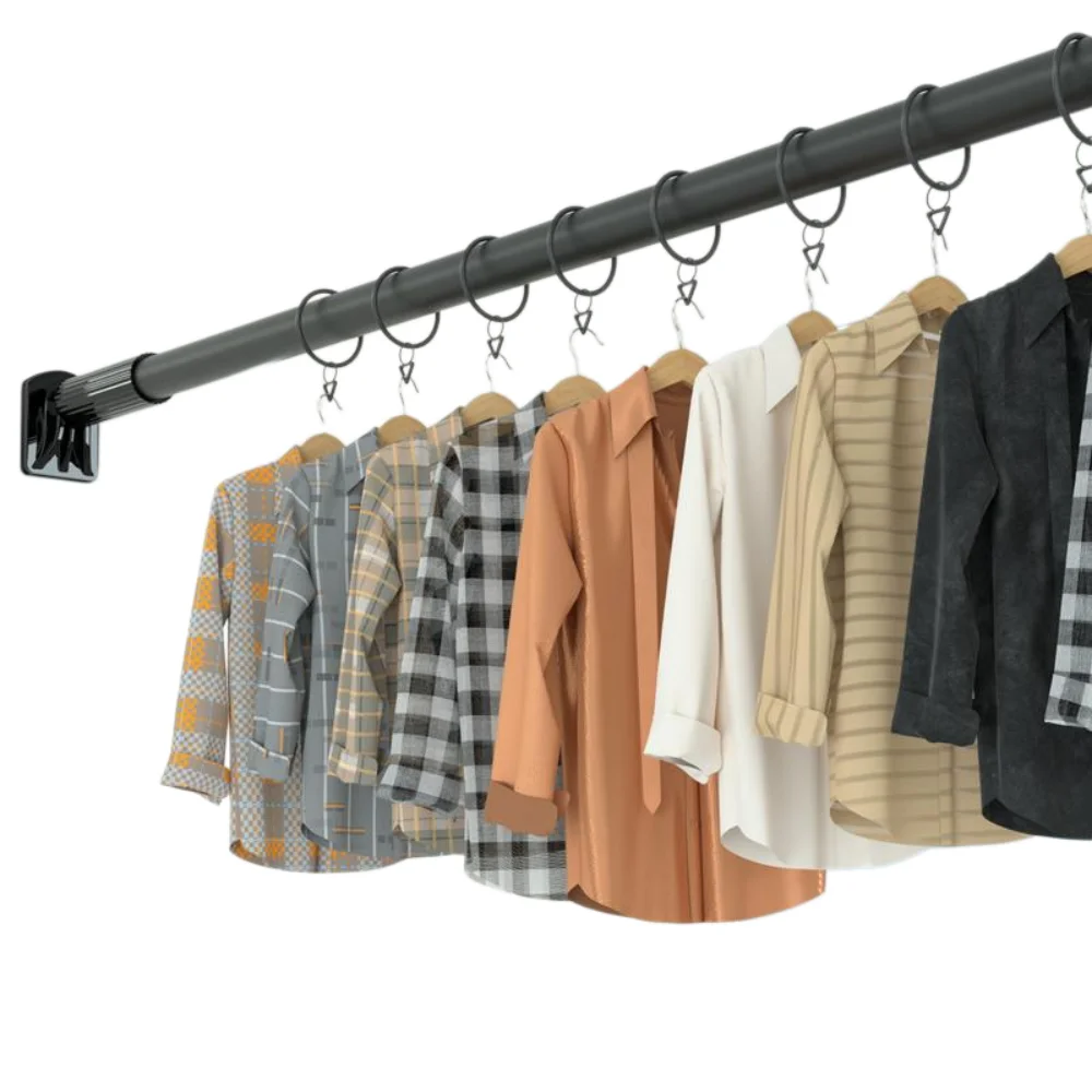 

Telescopic Clothes Drying Rod Without Punching Fixed Balcony Clothes Drying Rack Stainless Steel Shower Curtain Rod Curtain Rod