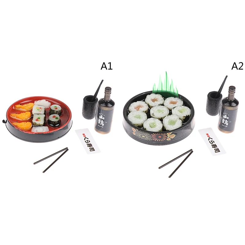 Dollhouse Miniature ข้าวซูชิญี่ปุ่นสําหรับตกแต่งตุ๊กตาแกล้งทําเป็นอาหารสําหรับของเล่นในครัว