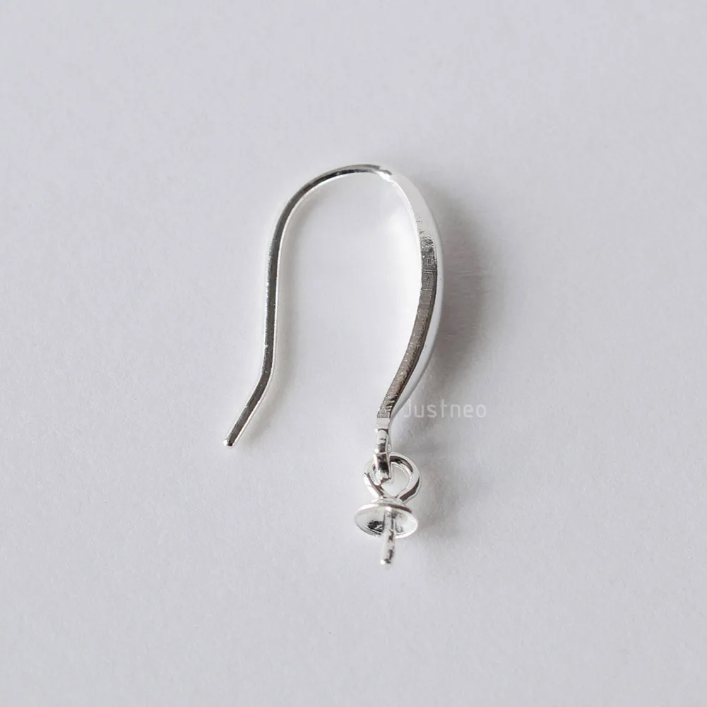 Solid .925 Sterling Silver Earring Hooks with Eyepin Bead Caps, French Ear wire Dangle Pearl Earrings , DIY Accessories