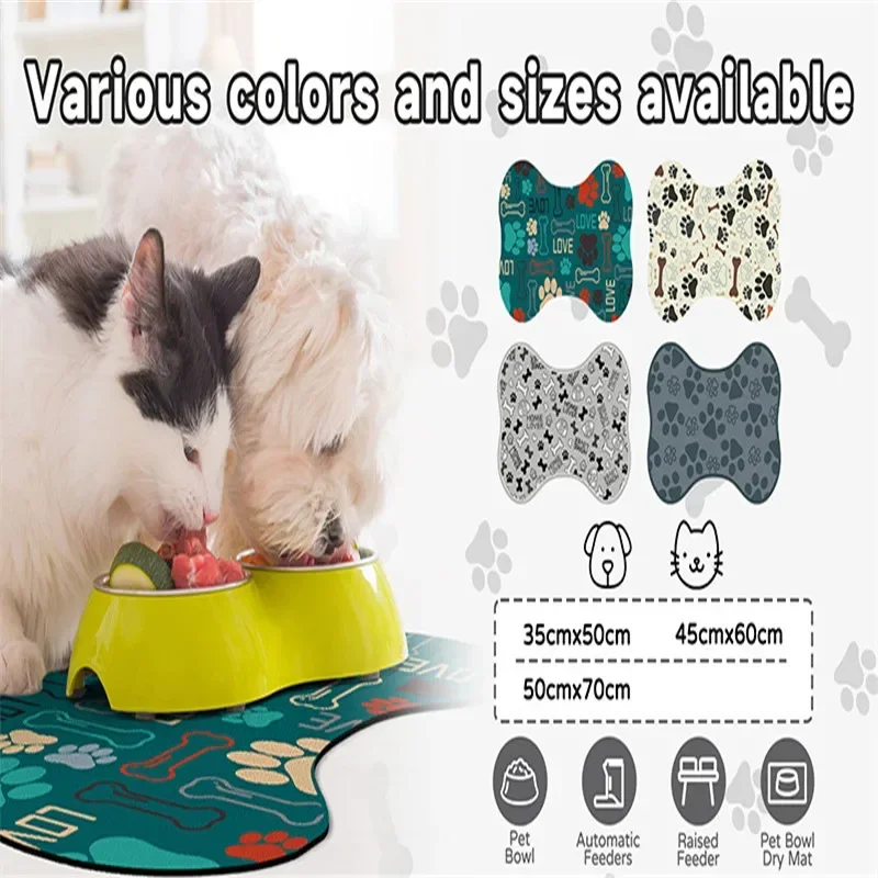 

Non-slip Pet Mat for Cat Dog Absorbent Pet Placemat for Food and Water Bowl Sleeping Mat Re-washable Pet Placemats 반려동물 플레이스 매트