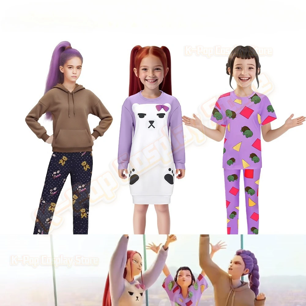 2025 كارتون شيطان هنتر من KPop تأثيري رومي ميرا زوي بيجامات للأطفال حفلة تمويه لعب الأدوار هالوين كرنفال الزي الدعاوى