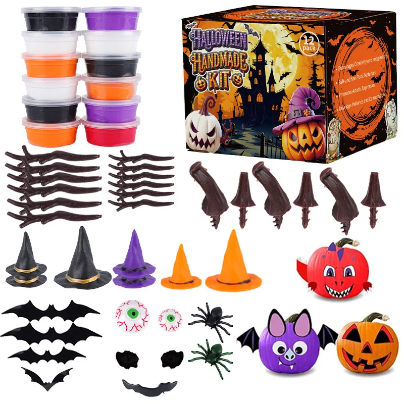 

Air Dry Clay Kits for Kids-Modeling Clay DIY Kit Halloween Pumpkin Crafts Set Trick or Treat Halloween Day Party Decoration Gift