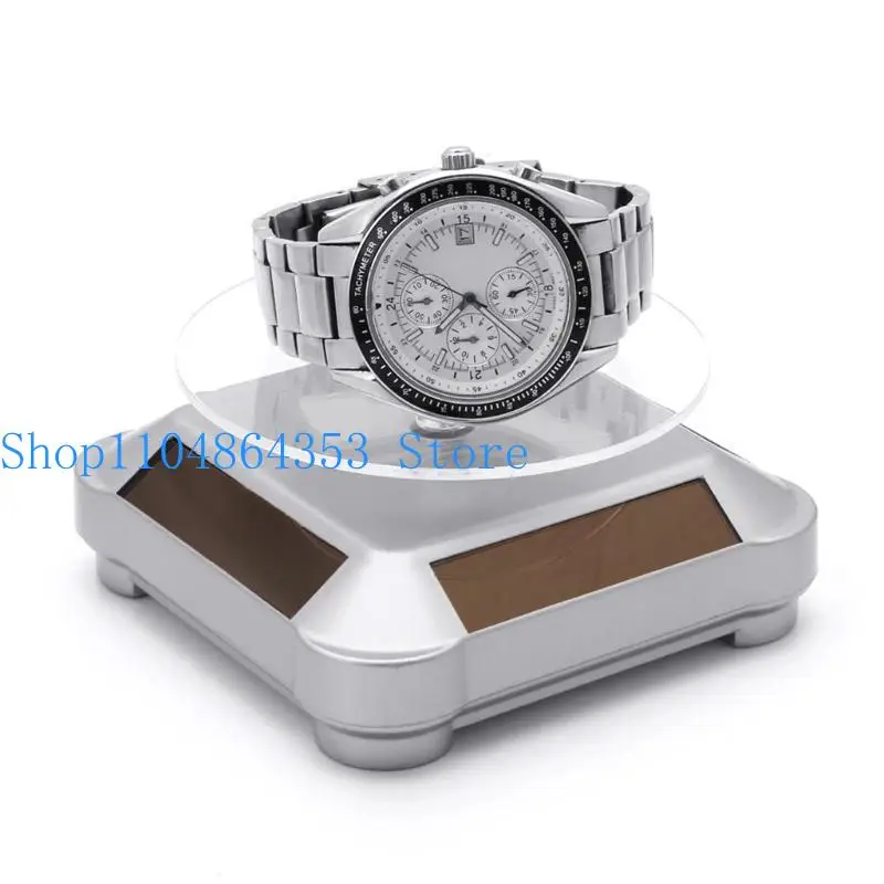 

Turntable 360°Rotating Stand Solar Power Jewelry Spinner Watch Hobby Collection Shelf Rotating Display Multicolor