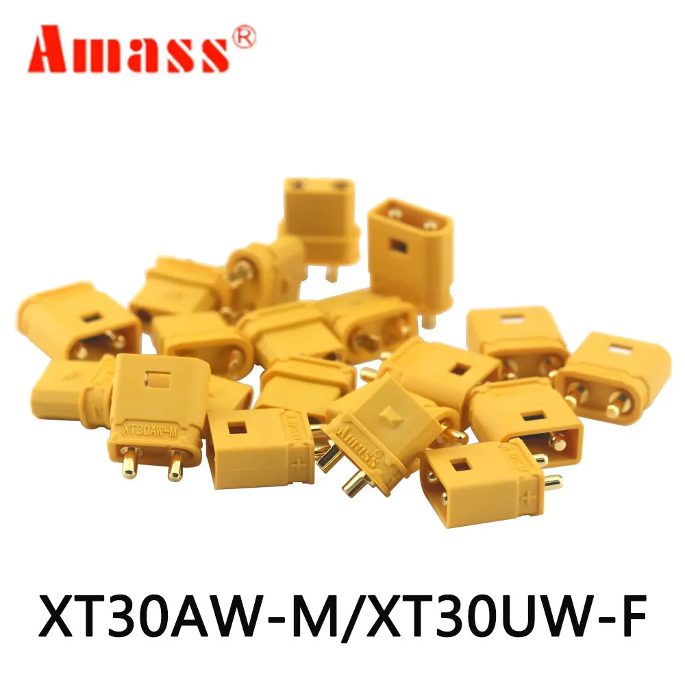 10Pair Amass RC Aircraft FPV  XT30AW-M XT30UW-F Waterproof Plug with Lock Buckle XT30AW Male XT30UW Female Gold-plated Connector
