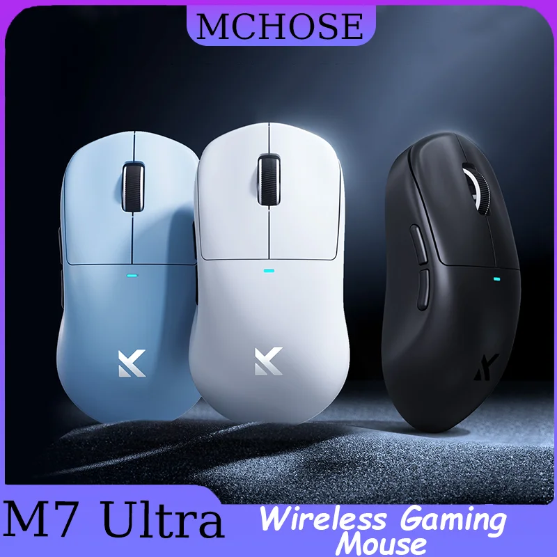 Mouse da gioco wireless MCHOSE M7 Ultra Tri-Mode ergonomico PAW3950 Super sensore doppio 8K leggero Esports Bluetooth per PC