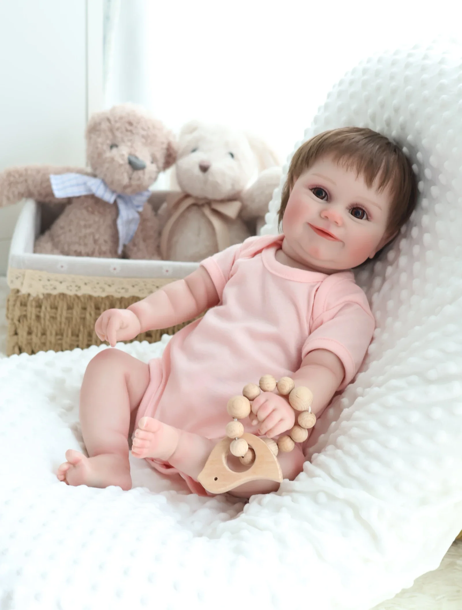 20-inchFull-Body Vinyl Doll, Maddie Reborn With Colorful Painting, With Hair Roots Implanted, as a Gift for art Collection