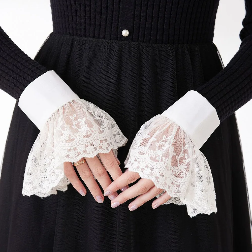 

1 Pair Beautiful Photo Gloves Elegant Fake Cuffs with Decorative Lace Flare Fashionable Sexy Accessories for Photography Art