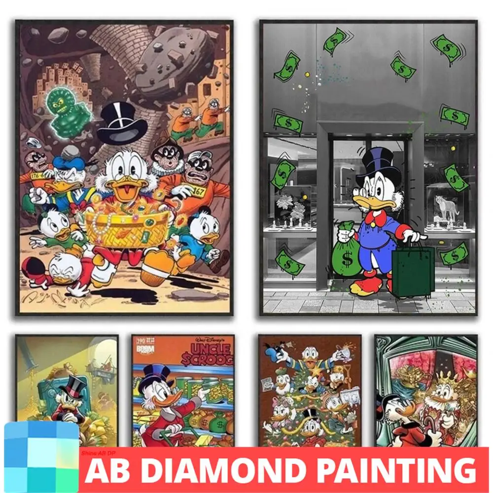 

AB Disney Donald Duck Diamond Painting Fashion Cross Stitch Mosaic Embrodiery For Home Decoration Wall Art Gold Money Gifts