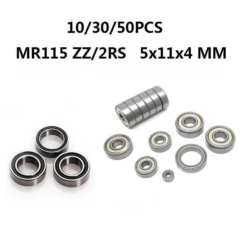 50Pcs/Lot ABEC-5 MR115ZZ MR115 2RS MR115RS MR115 MR 115 Bearing MR115Z Deep Groove Ball Bearing 5x11x4mm Miniature Bearing