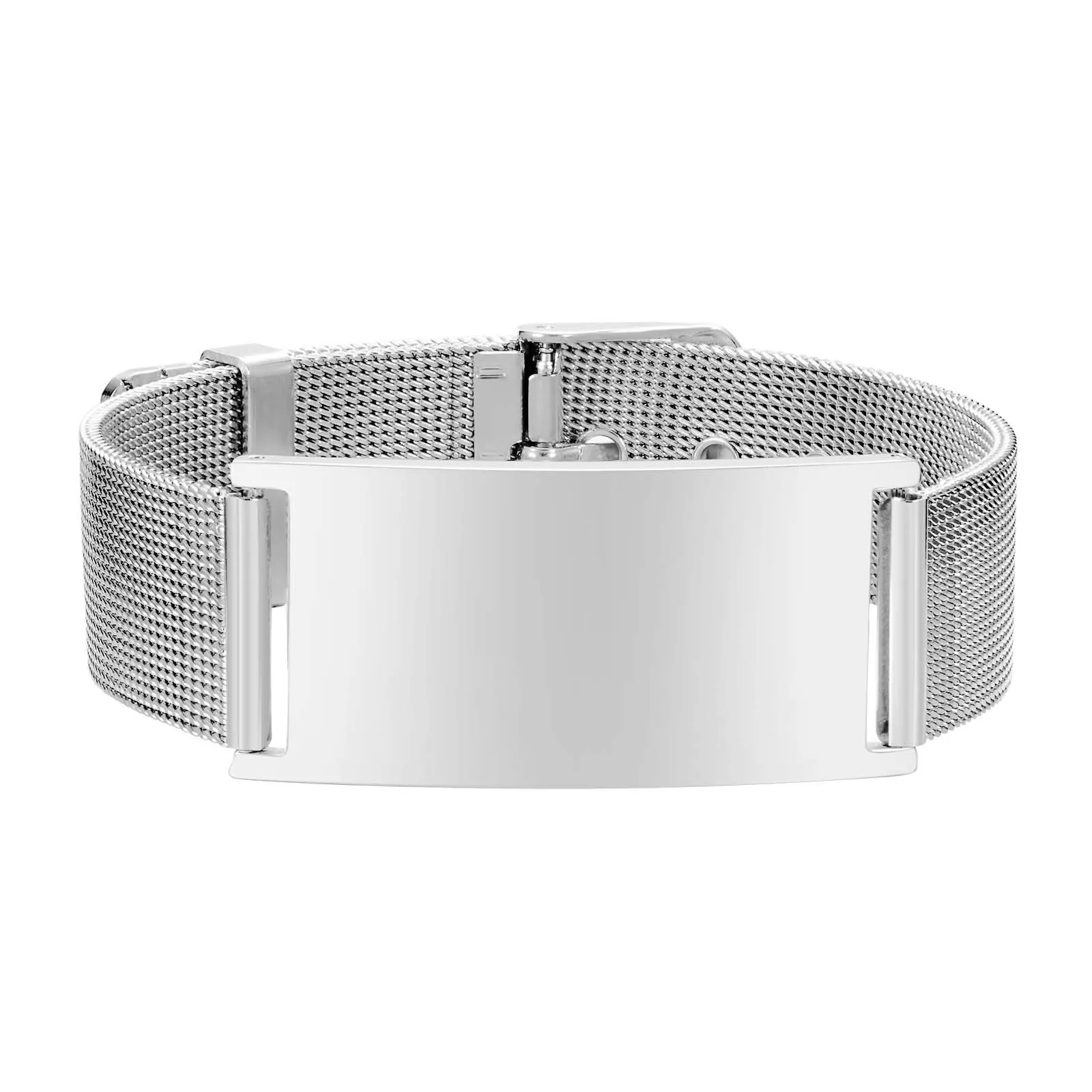 Vnox 10 mm / 16 mm medische waarschuwings-ID-armbanden, heren dames mesh-bandarmband, gratis graveren SOS noodcontactarmband