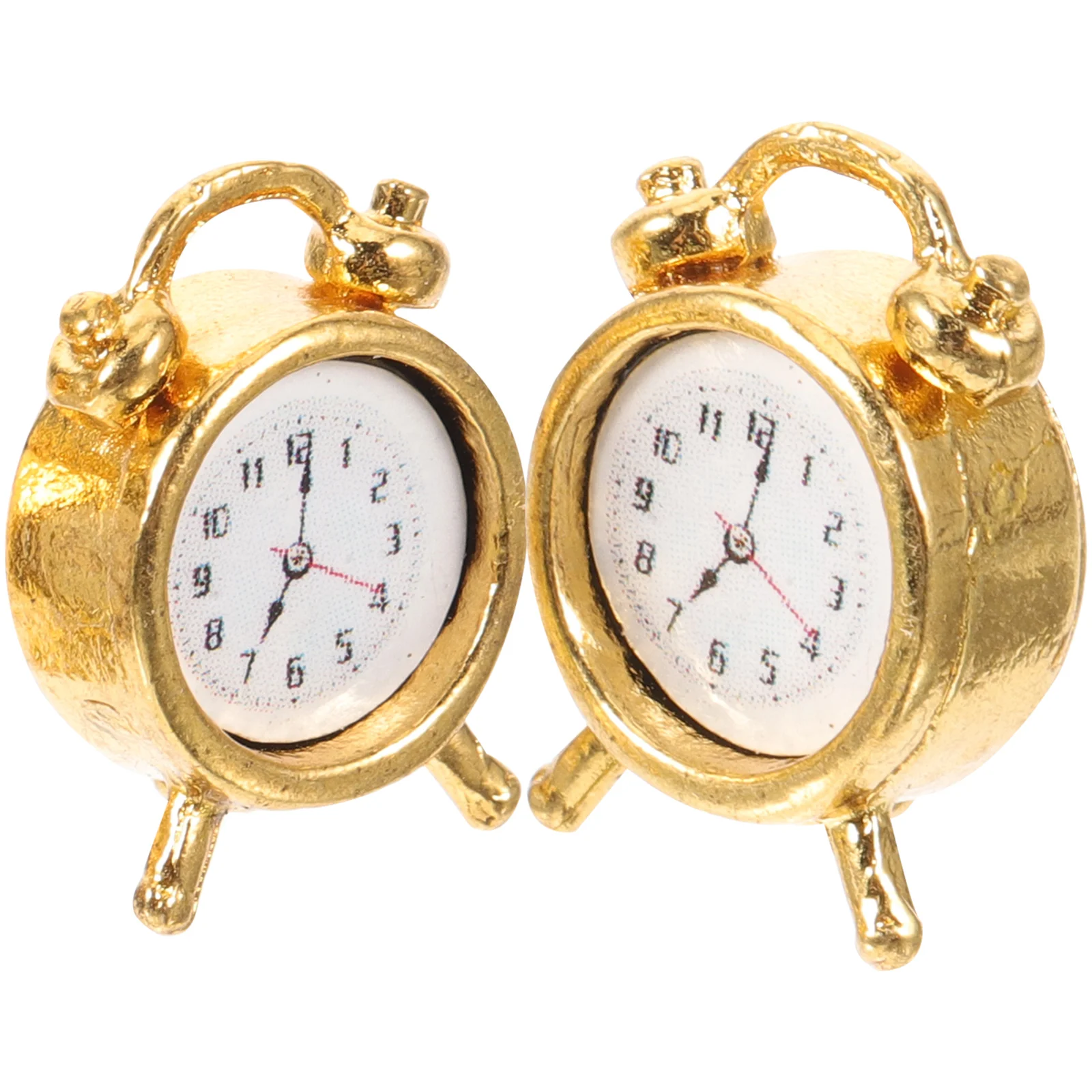 2 Pcs Mini Alarm Clock Miniature Ornament Clocks Children’s Toys Decors Small Model