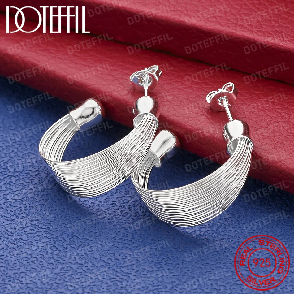 925 Sterling Silver Delicate Multi-Strand Stud Earrings for Women, Fashionable Party Wedding Jewelry Party Gift