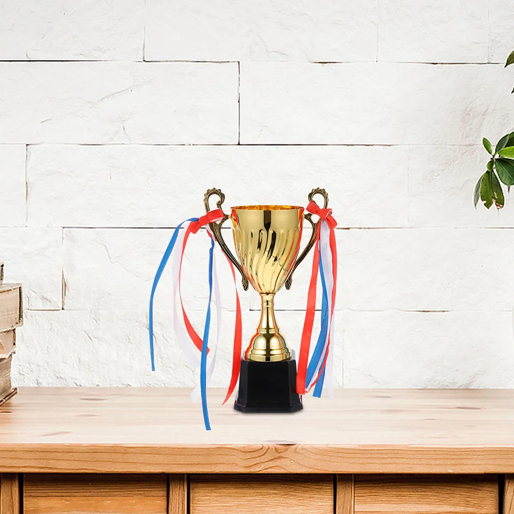 

2pcs Metal Trophy Gold Awards Durable Championship Trophies Plastic Reward School Sports Day Competition Prize Recognition