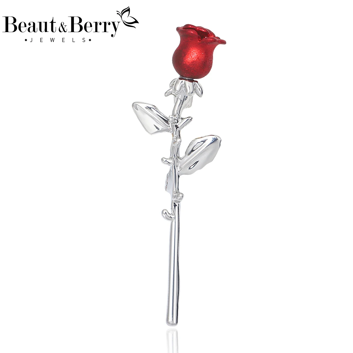 Beaut&Berry Luxury Enamel Rose Flower Brooches for Women Unisex Plant Pins Casual Party Jewelry Accessories Gifts Decoration