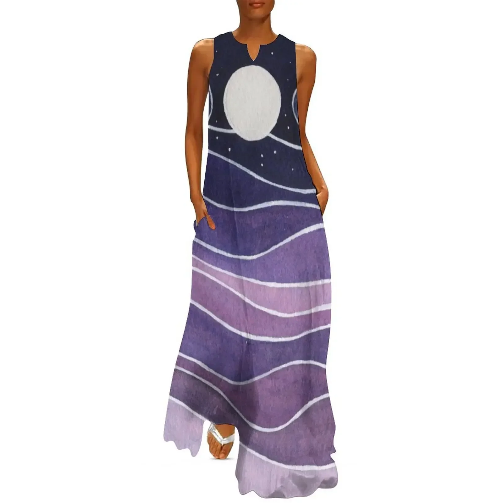 

Purple Mountains and Moon Long Dress dresses for special events Dresses gala dress for women summer Dresses Dress