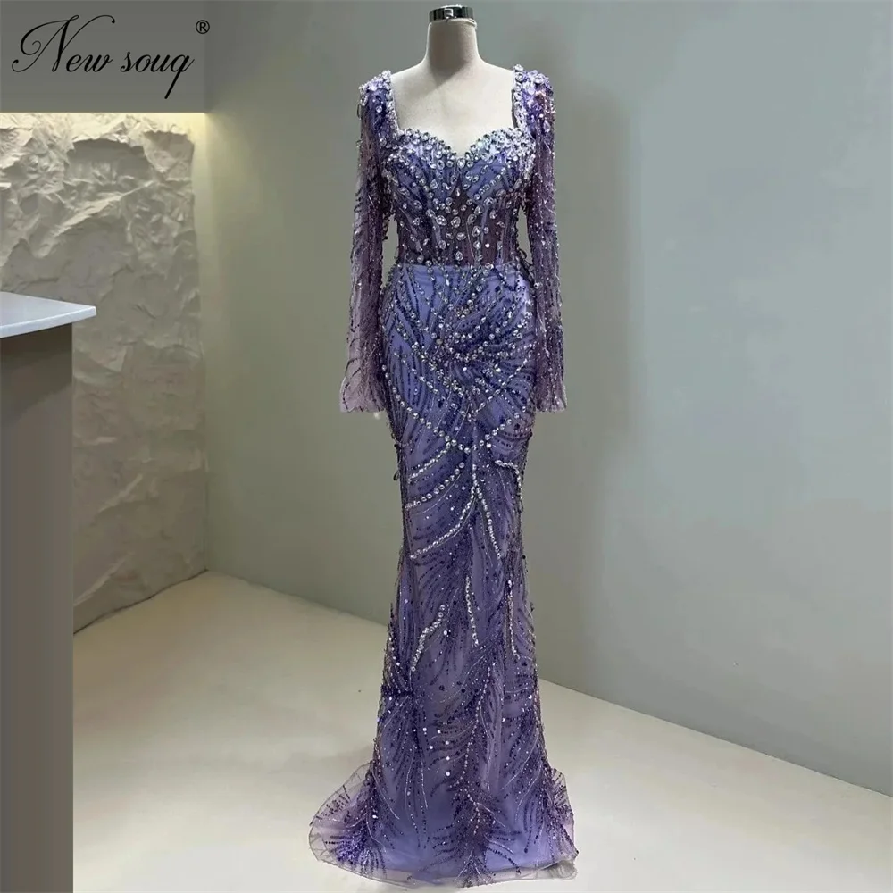 

Вечерние платья 2026 года: роскошные, с длинными рукавами, в стиле русалка, полностью расшитые бисером, для вечеринок, свадеб и выпускных, с возможностью индивидуального пошива в арабском стиле.
