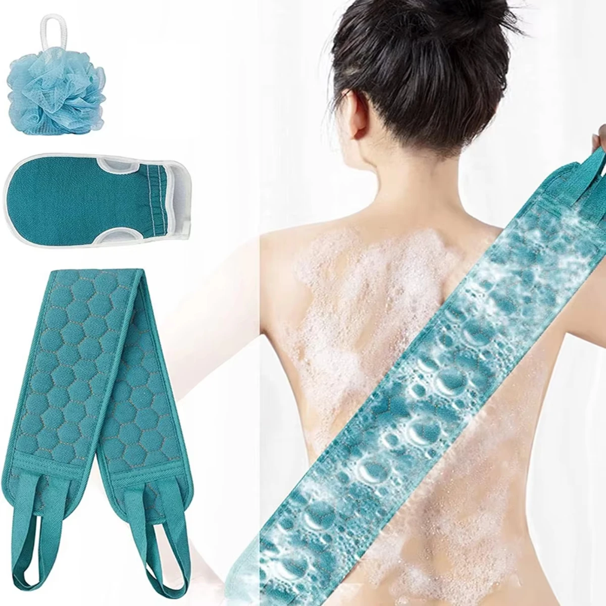 

Exfoliating Body Scrubber Set - Includes Back Scrubber, Bath Glove And Shower Bath Sponge Loofah