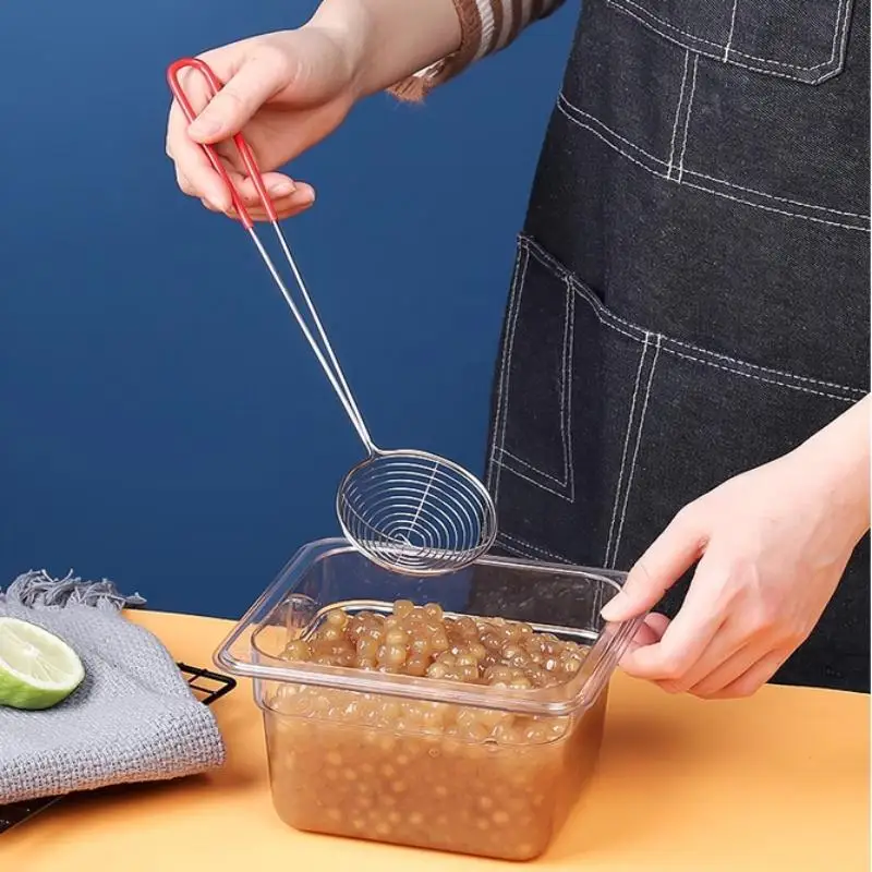 

Hot Tapioca Pearl Scooper Pearl Strainer Boba Strainer Stainless Steel Milktea Supplies Steel Kitchen Hanging Utensil