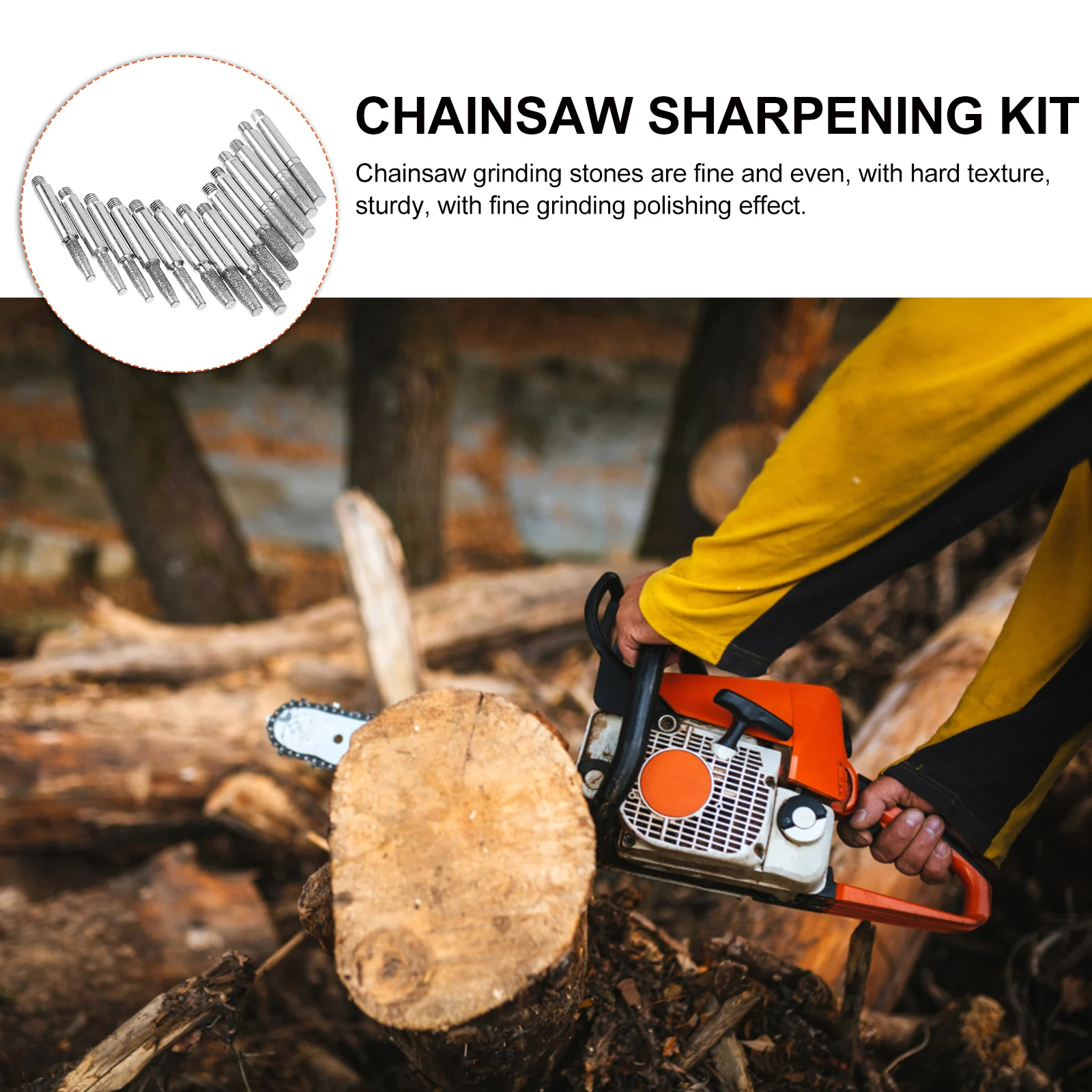 

12pcs 4 8mm Chainsaw Grinding Stones Sharpening File Diamond Bits Tools Circular Shape Portable Design Tool