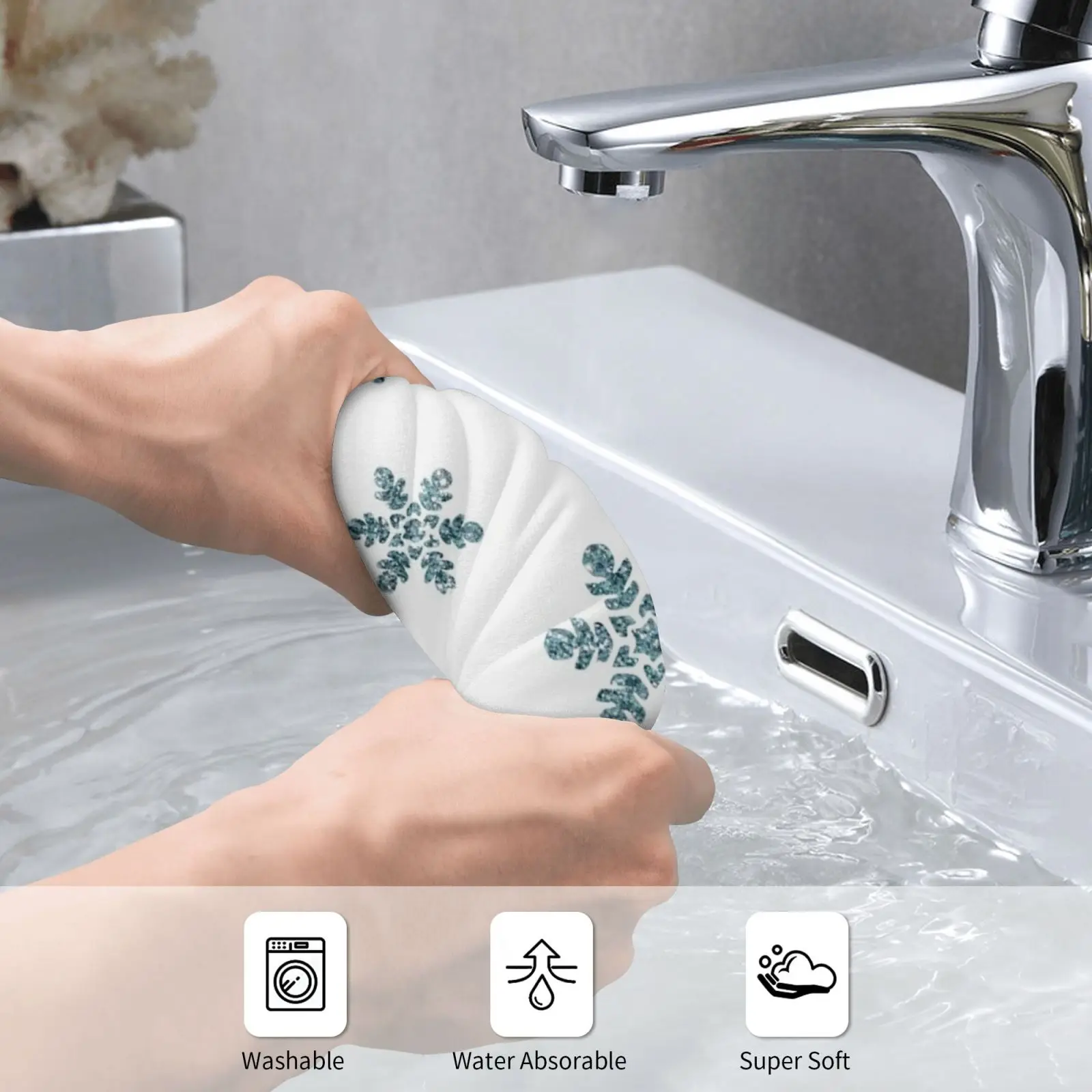 Snowflakes-Snow Custom Towel Bath Towel Winter Snow Flake Blue Sparkling Flakes Year Year End Party