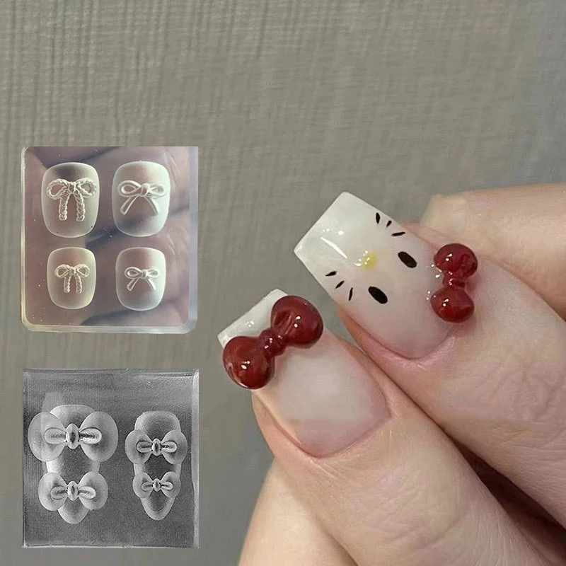 French Bow Silicone Molds For Nail Charms Carving Stamp Mould For Nail Art Decoration Nails Accessories DIY