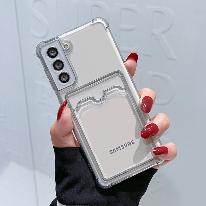 Kartentasche, Geldbörse, transparente Telefonschutzhülle für Samsung Galaxy S21 FE S22 S23 S24 Plus S21FE S22 S23 Ultra 5G Soft Corners Case – Detail 5
