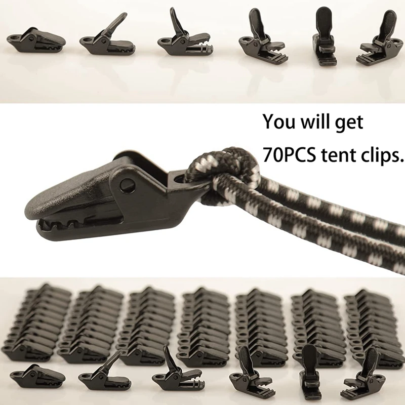 70PCS Camping PC Tent Clips,Awning Tarp Clips, Clamps, Tarp Clips Tent Clips, Tent Fixing Clamps Outdoor-A68X view 5