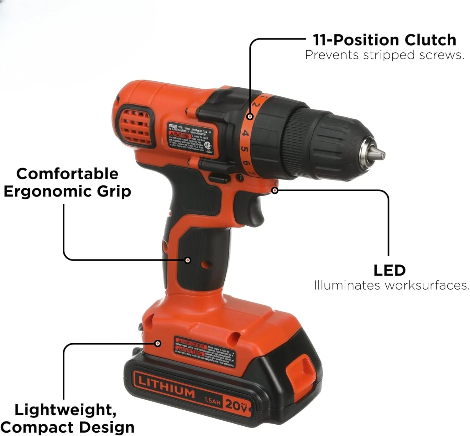 DLA BLACK+DECKER 20 V Maks. wiertarka i zestaw narzędzi domowych, 68 elementów (LDX120PK)