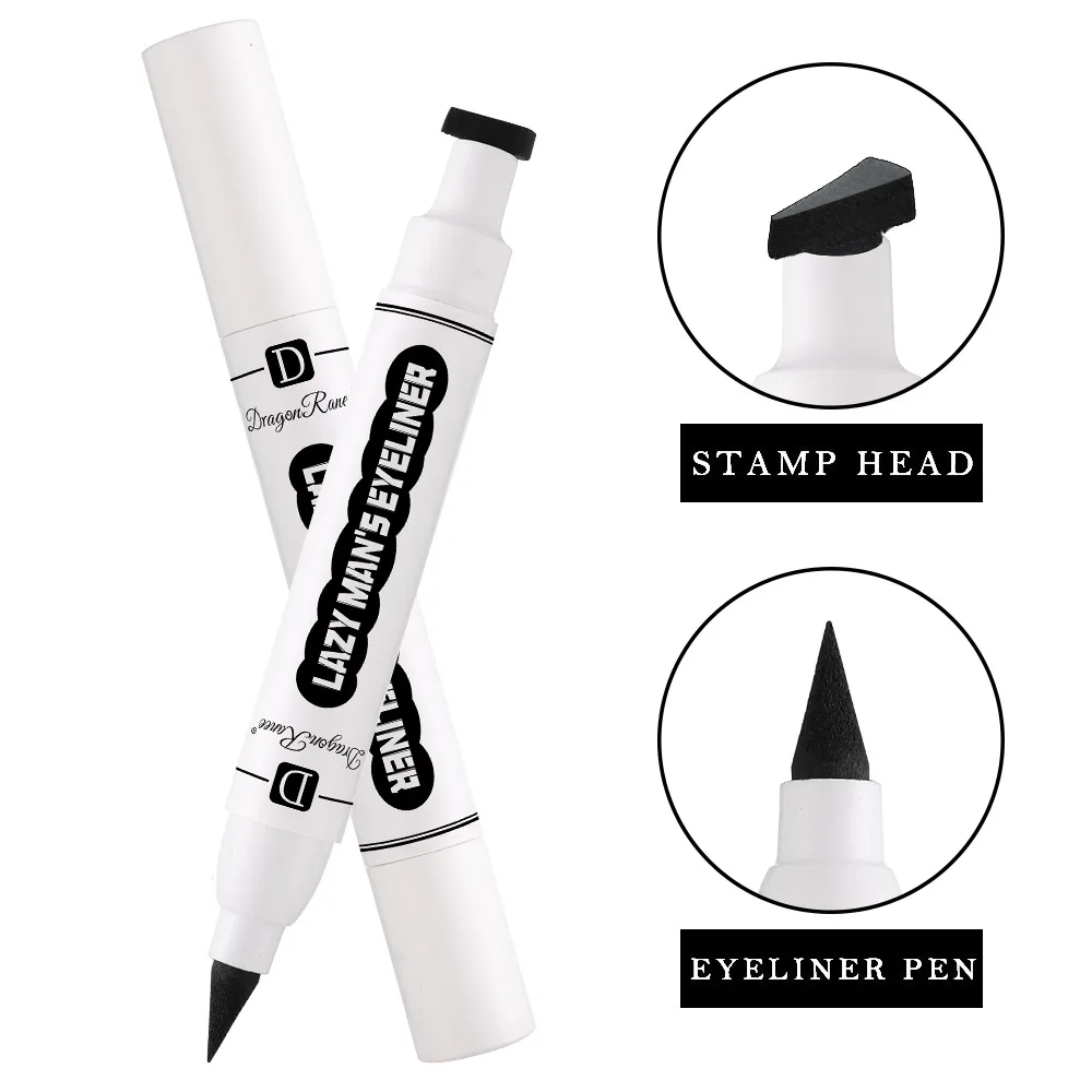 1Pcs Black Dubbele Stempel Waterdicht, Zweet-Proof, smudge-Proof Eyeliner Potlood Parel Oogschaduw Potlood Cosmetische Lange Dragen Eyeliner