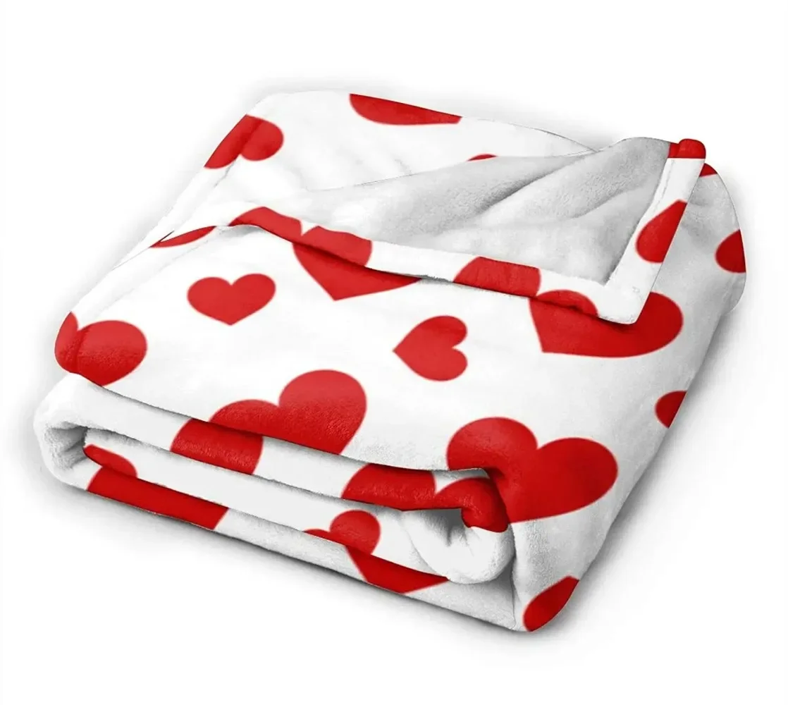 

Flannel Throw Soft Cozy for Couch Bed Sofa All Season - Throw Blanket Valentine's Day Cute Red Love Hearts Decorative
