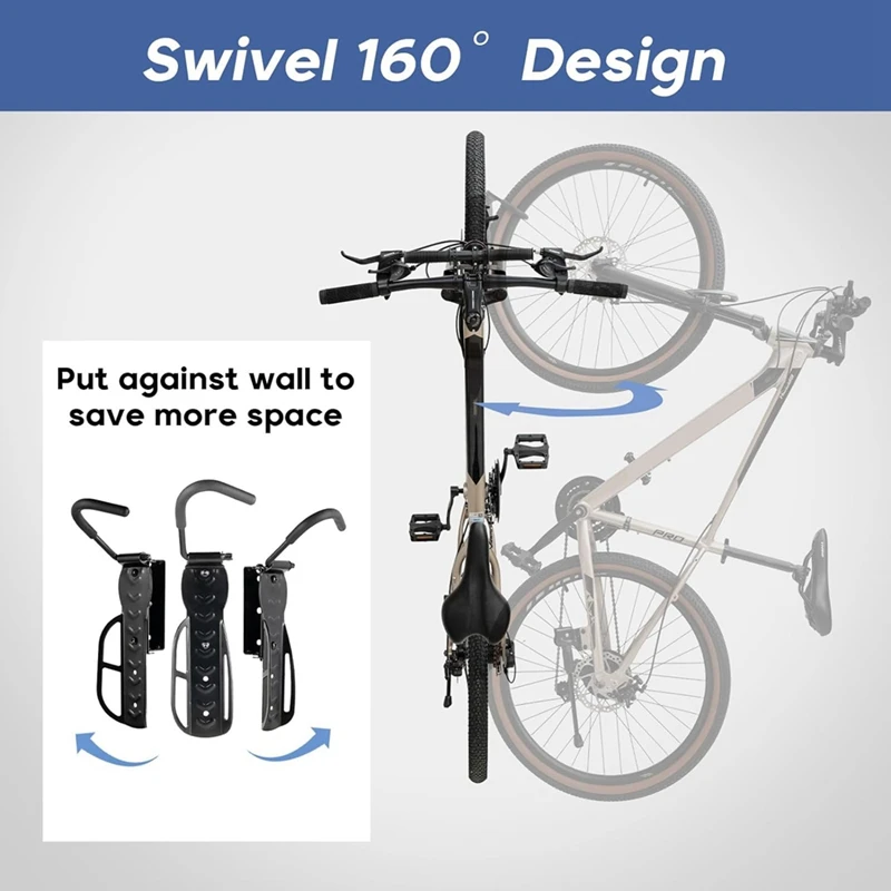 New 1 PACK Swivel Bike Rack Garage Wall Mount Bike Hangers For Garage Bike Rack Bicycle Storage Vertical Bike Rack