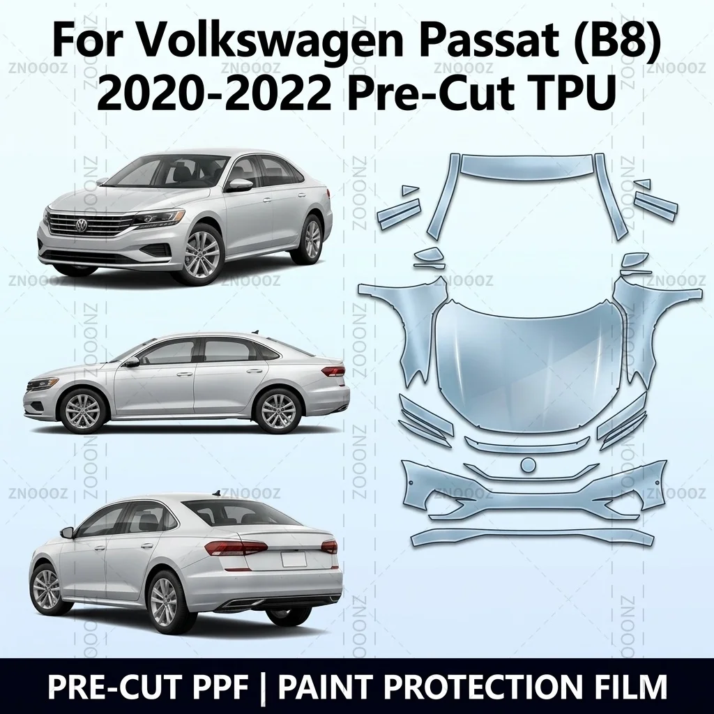 For Volkswagen Passat (B8) 2020-2022 Pre-Cut TPU PPF Paint Protection Film Front Kit Self Healing High Gloss Anti Yellowing