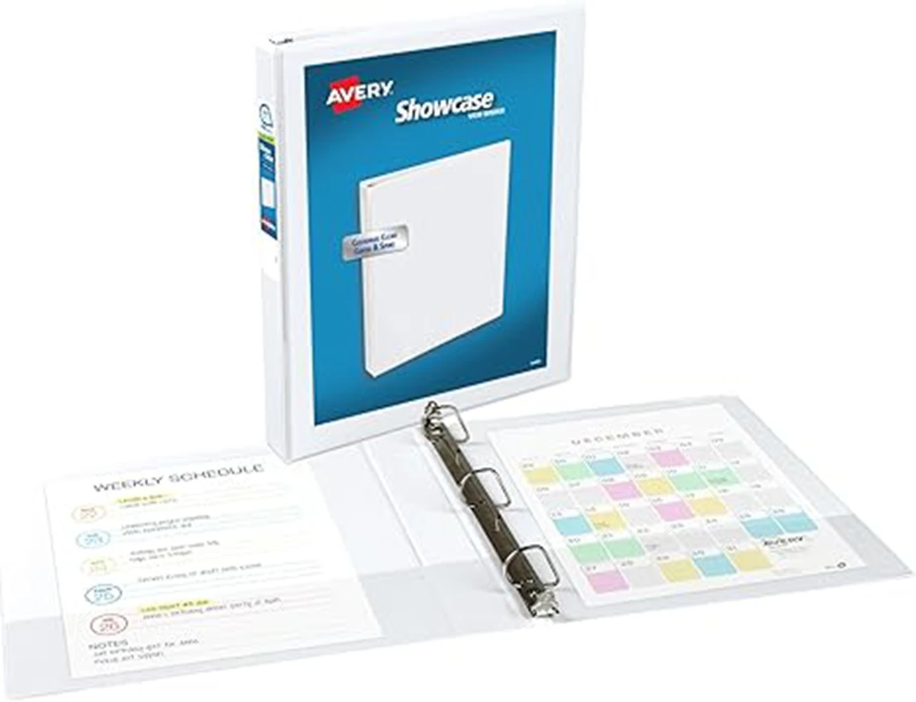 Avery Economy Clear View 3 Ring Binders, 1 Inch Slant Rings, 12-Pack of White Binders (19601)