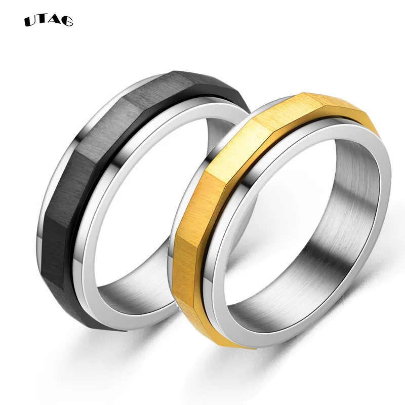 UTAG Rotate Freely Spinning Stainless Steel Anxiety Ring For Women  Spinner Fidgets Ring Anti Stress Men 2021 Rotating