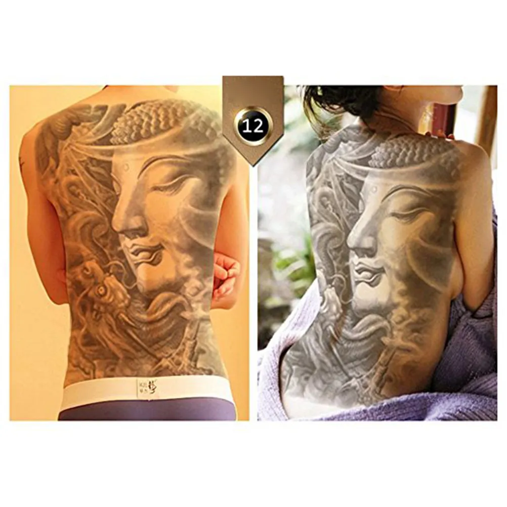 

Временные татуировки большого размера для спины, водонепроницаемые наклейки для тела и рук, для маскировки шрамов, легко снимаемые, долговечные, имитация татуировок.