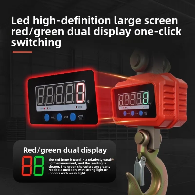 ميزان رفع رقمي 5T، رافعة وزن صناعية معلقة، شاشة محمولة، غلاف من الألومنيوم، جهاز تحكم عن بعد لاسلكي