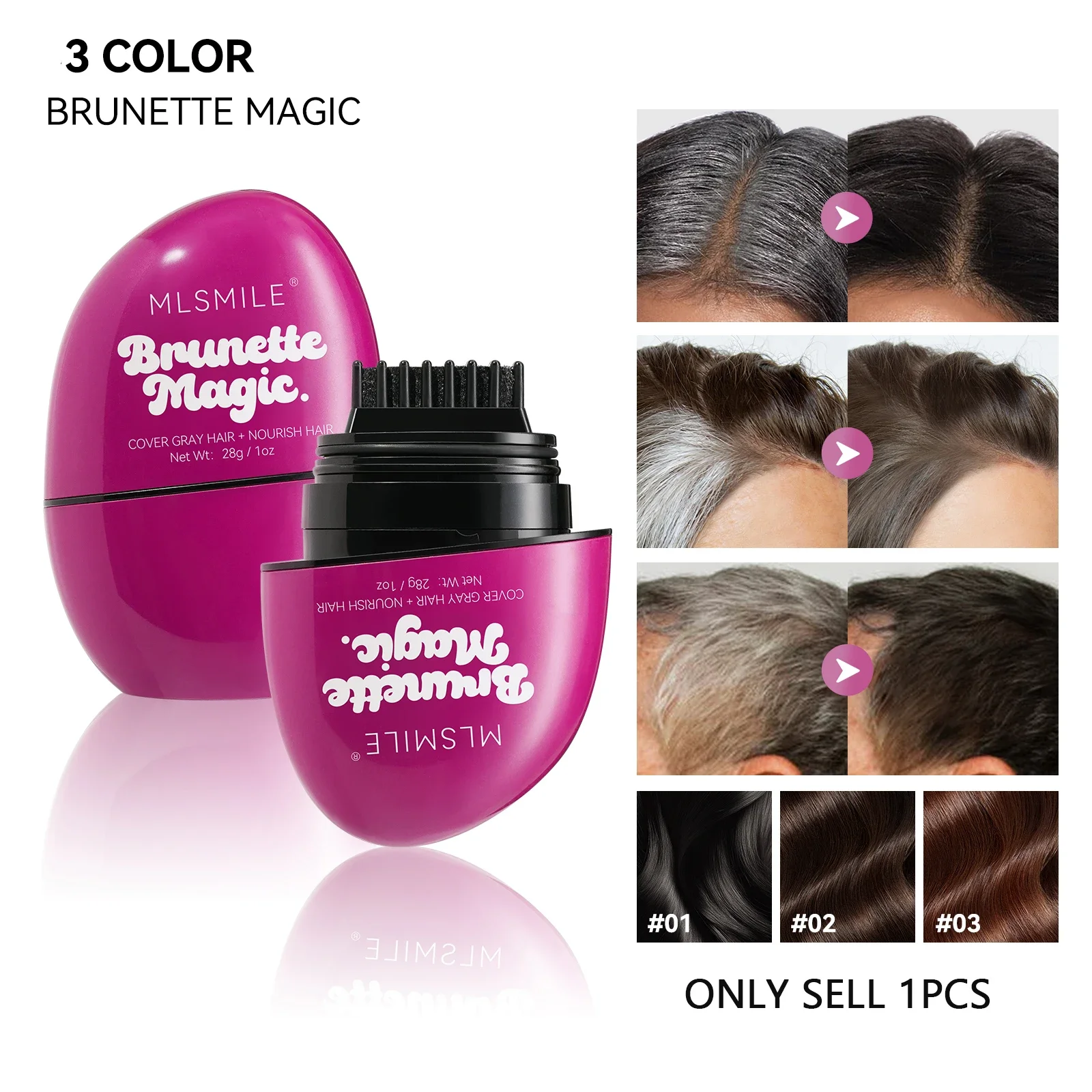 Instant Gray Hair Cover Hair Dye, Portable Hair Touch‑Up with Comb, Long‑Lasting Natural Color for Root Concealing