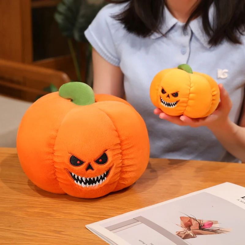25/35cm Creative Crazy Halloween Pumpkin Stuffed Doll Pillow Scary Wizard Hat Pumpkin Stuffed Toy For Boys Girls Festival Gifts
