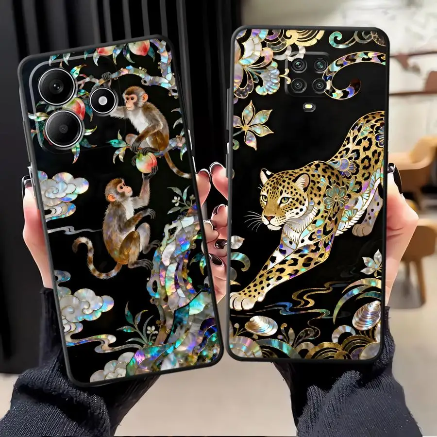 

Luxury Leopard Mosaic Print Phone Cover Case for Xiaomi Redmi Note 15 12 11 10 K80 14 13 Pro Plus 12C 13C A1 9 8 7 A3 A4 A5 14C