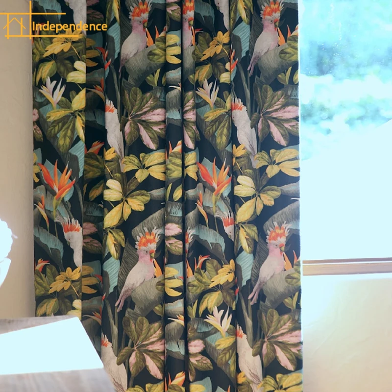

Pastoral American Polyester Cotton Printed Blackout Curtains for Living Room Bedroom French Window Balcony Customized Products