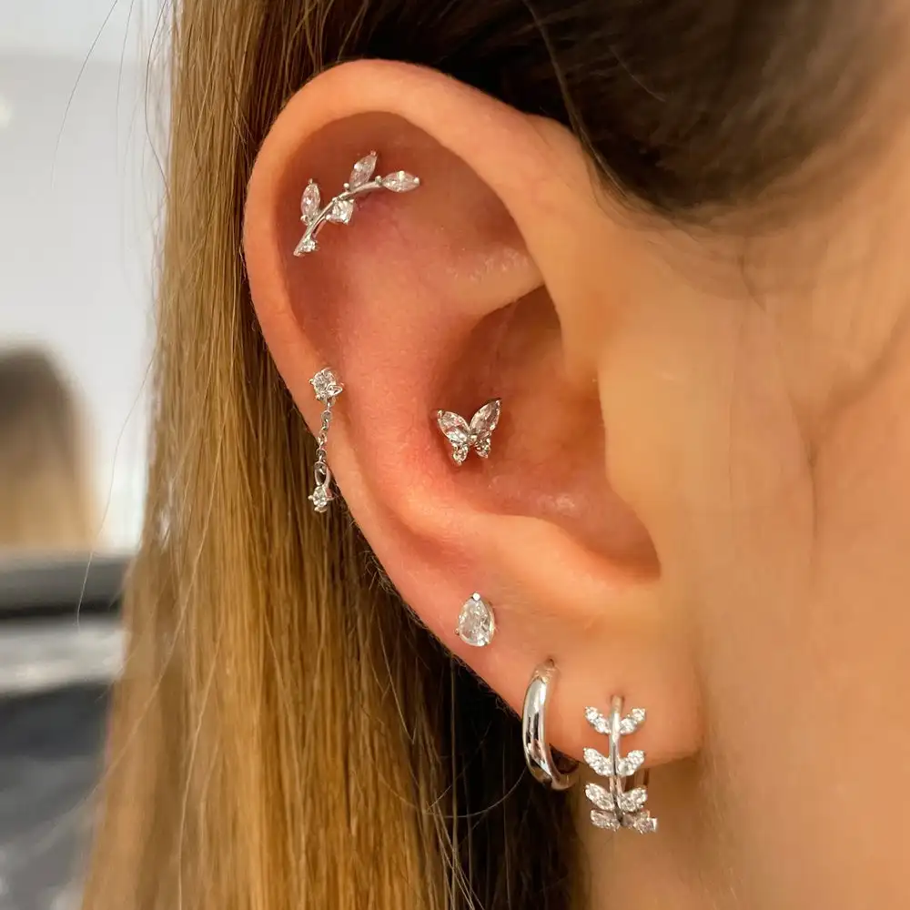 1PC Matching Dainty Piercing Ear Lobe Daith Earrings for Women Helix Rook Conch Tragus Flat Stud Earing Fashion Sexy Jewelry