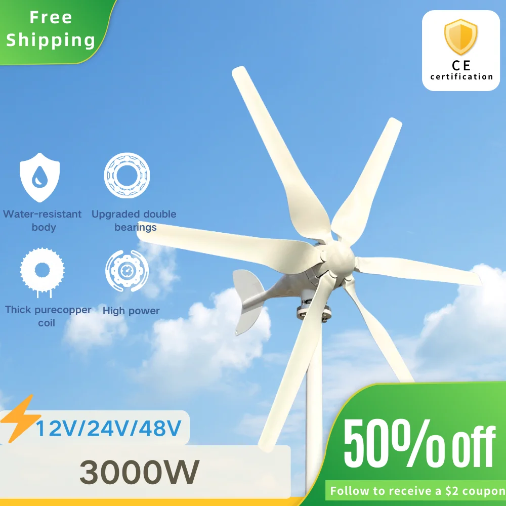 

Wind turbine generator Wind Turbine 3000W 48V 24V 12V with MPPT Control System Free Energy Generator FREE SHIPPING For home